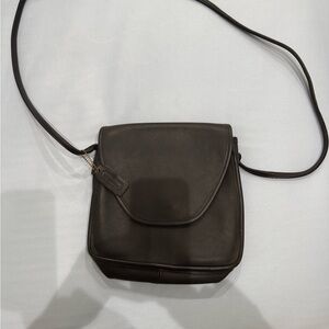 Chic Black Leather Vintage Coach Crossbody Bag